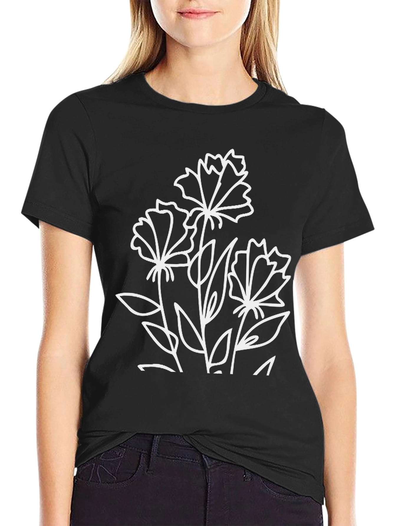 Floral Graphic Black T-Shirt