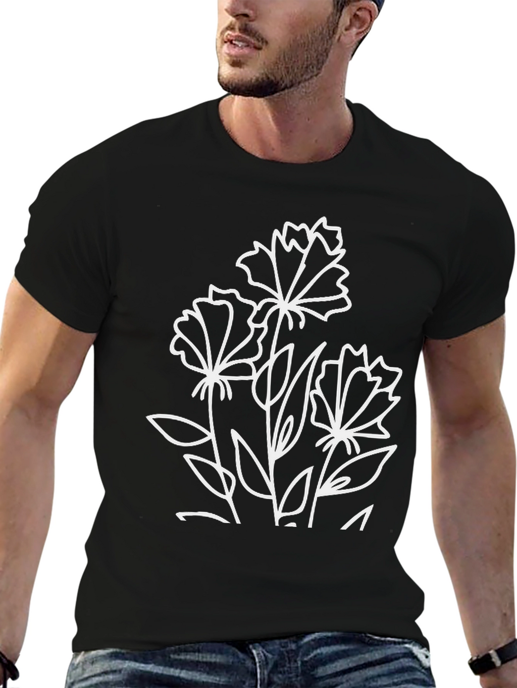 Floral Graphic Black T-Shirt