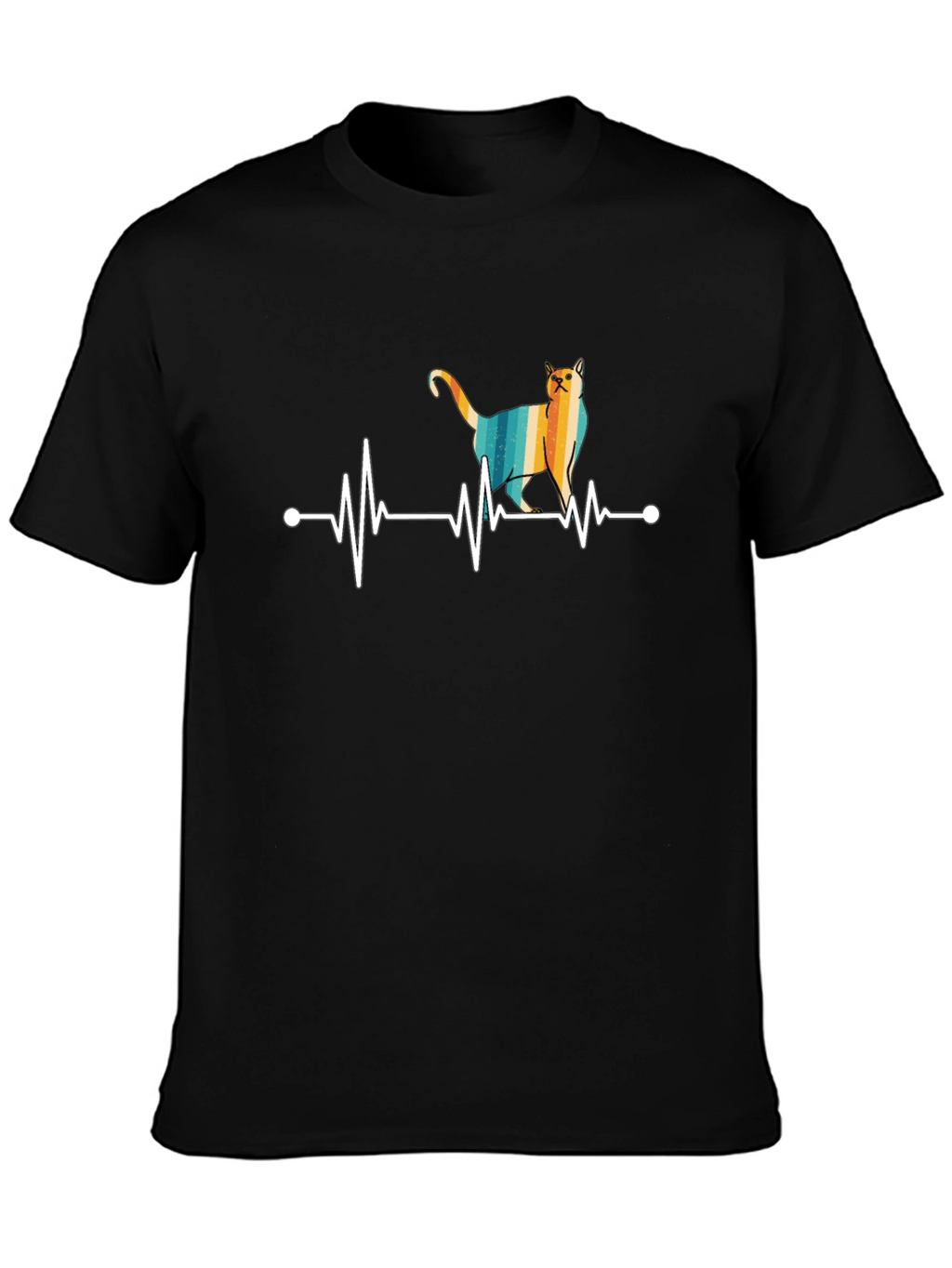 Cat Heartbeat T-Shirt - Retro Style