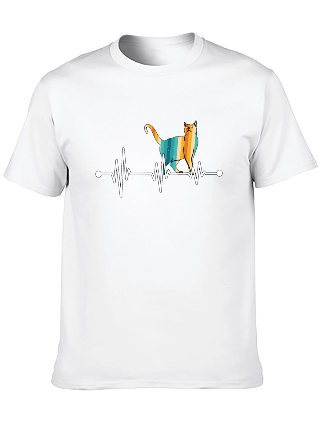 Cat Heartbeat T-Shirt - Retro Style