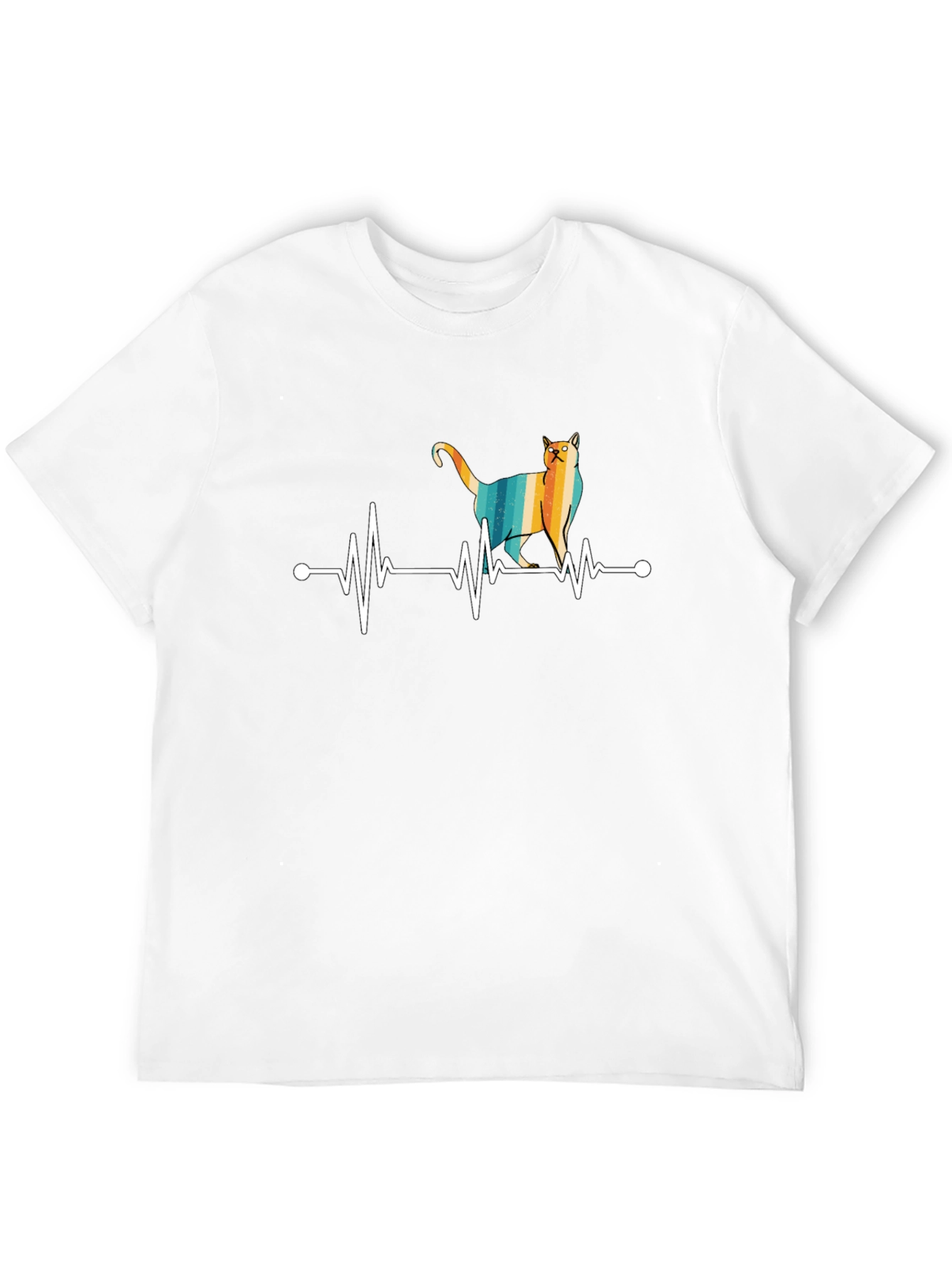 Cat Heartbeat T-Shirt - Retro Style