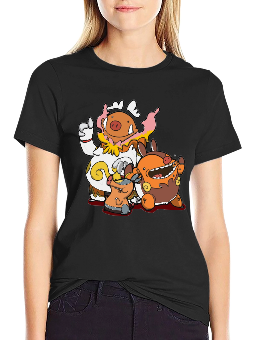 Pokémon Lechonk Family Black T-Shirt
