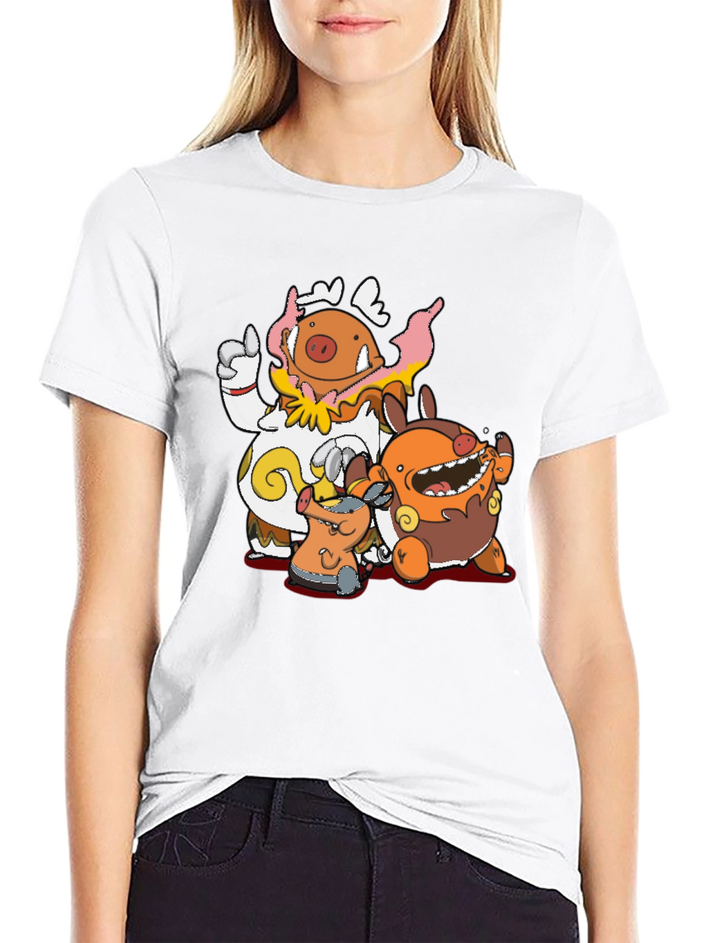 Pokémon Lechonk Family Black T-Shirt