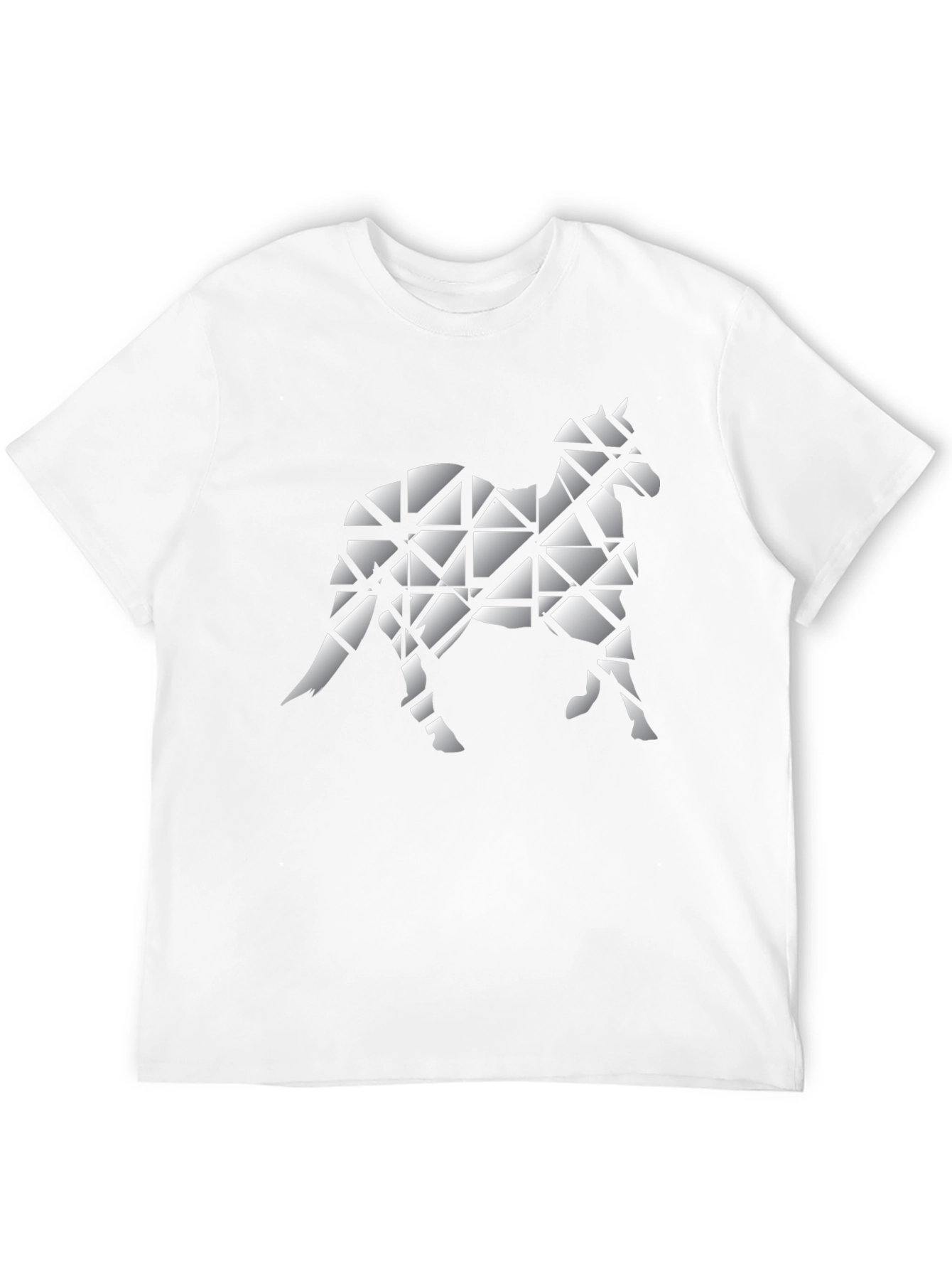 Geometric Horse Graphic Tee - Black Cotton Blend Shirt