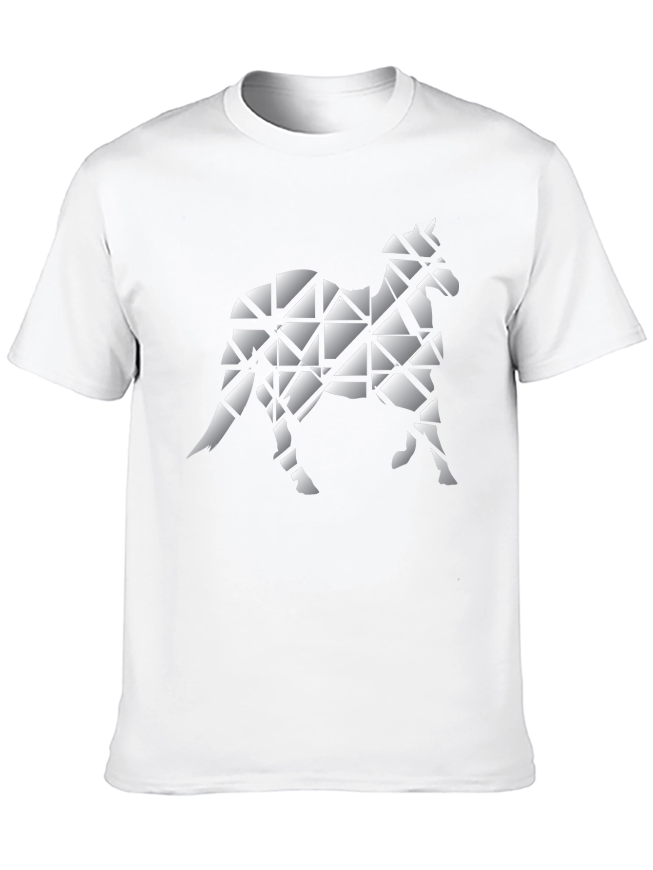 Geometric Horse Graphic Tee - Black Cotton Blend Shirt