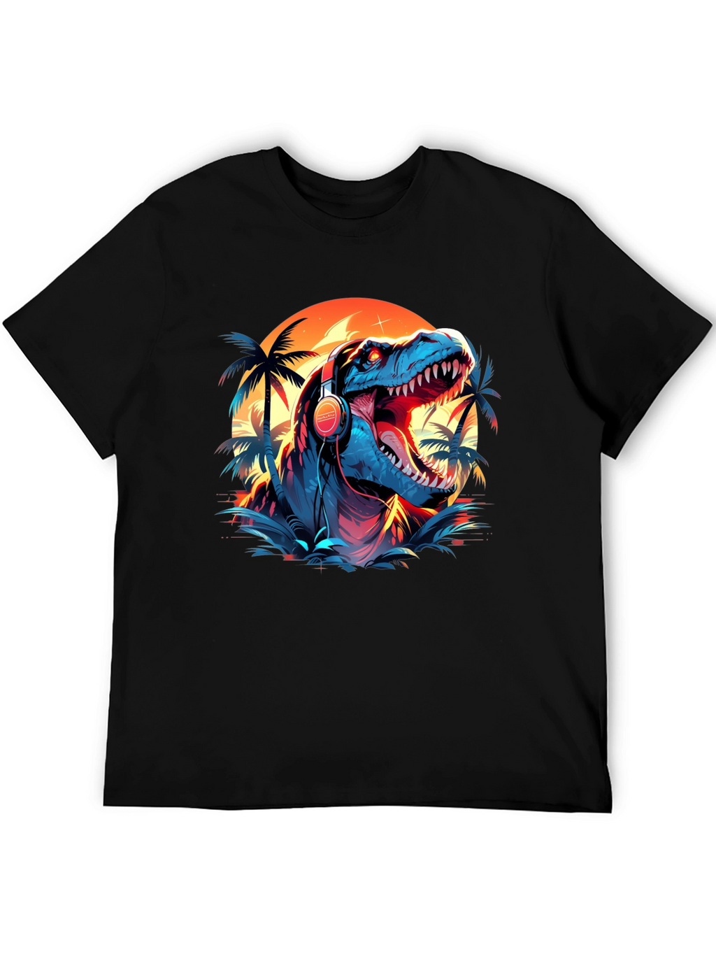 Dino Vibes T-Shirt - Retro Dinosaur with Headphones Design