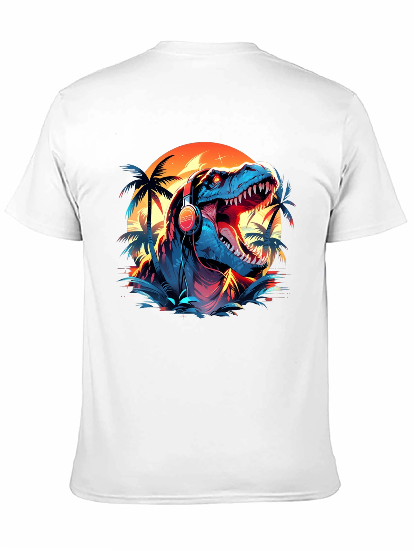 Dino Vibes T-Shirt - Retro Dinosaur with Headphones Design