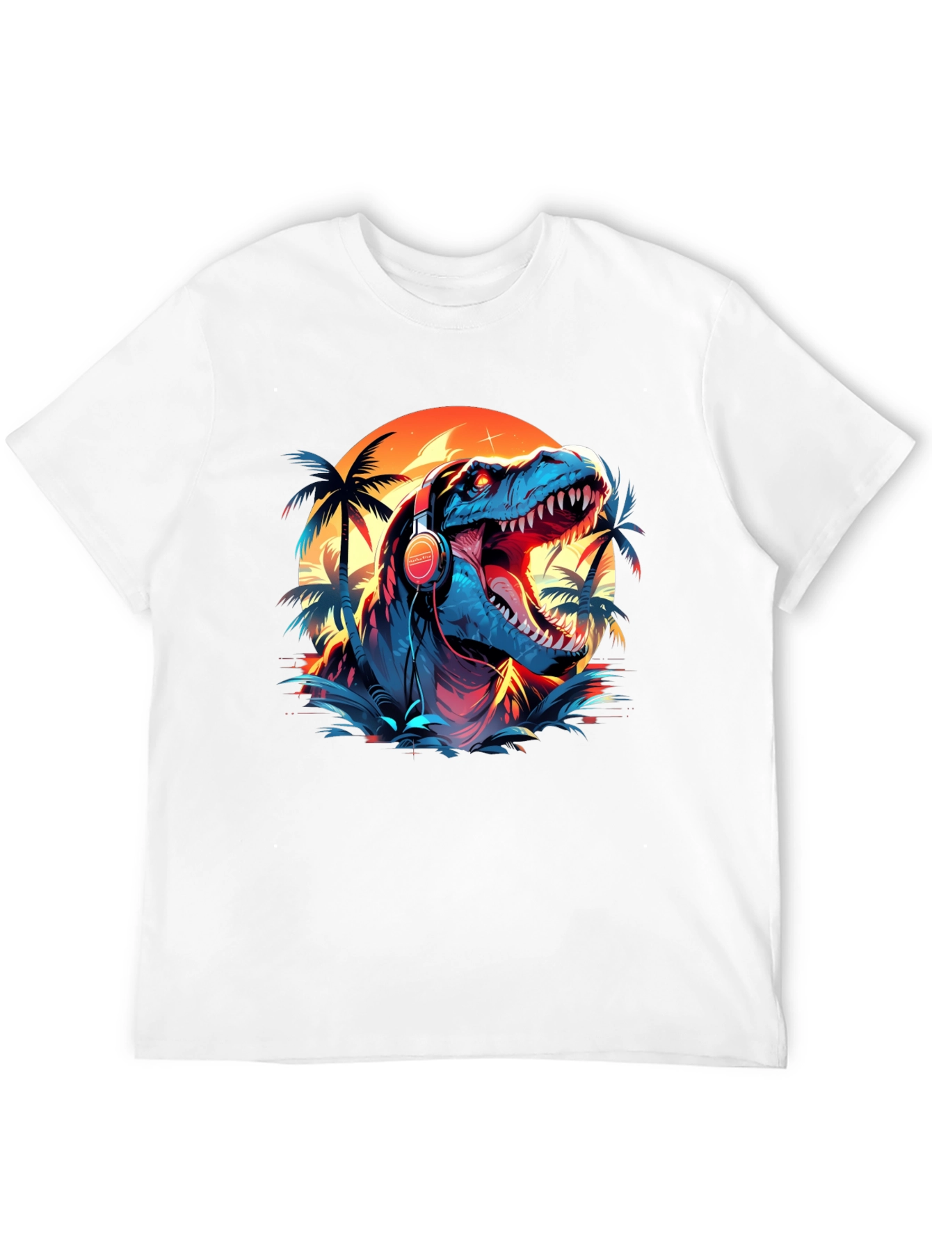 Dino Vibes T-Shirt - Retro Dinosaur with Headphones Design