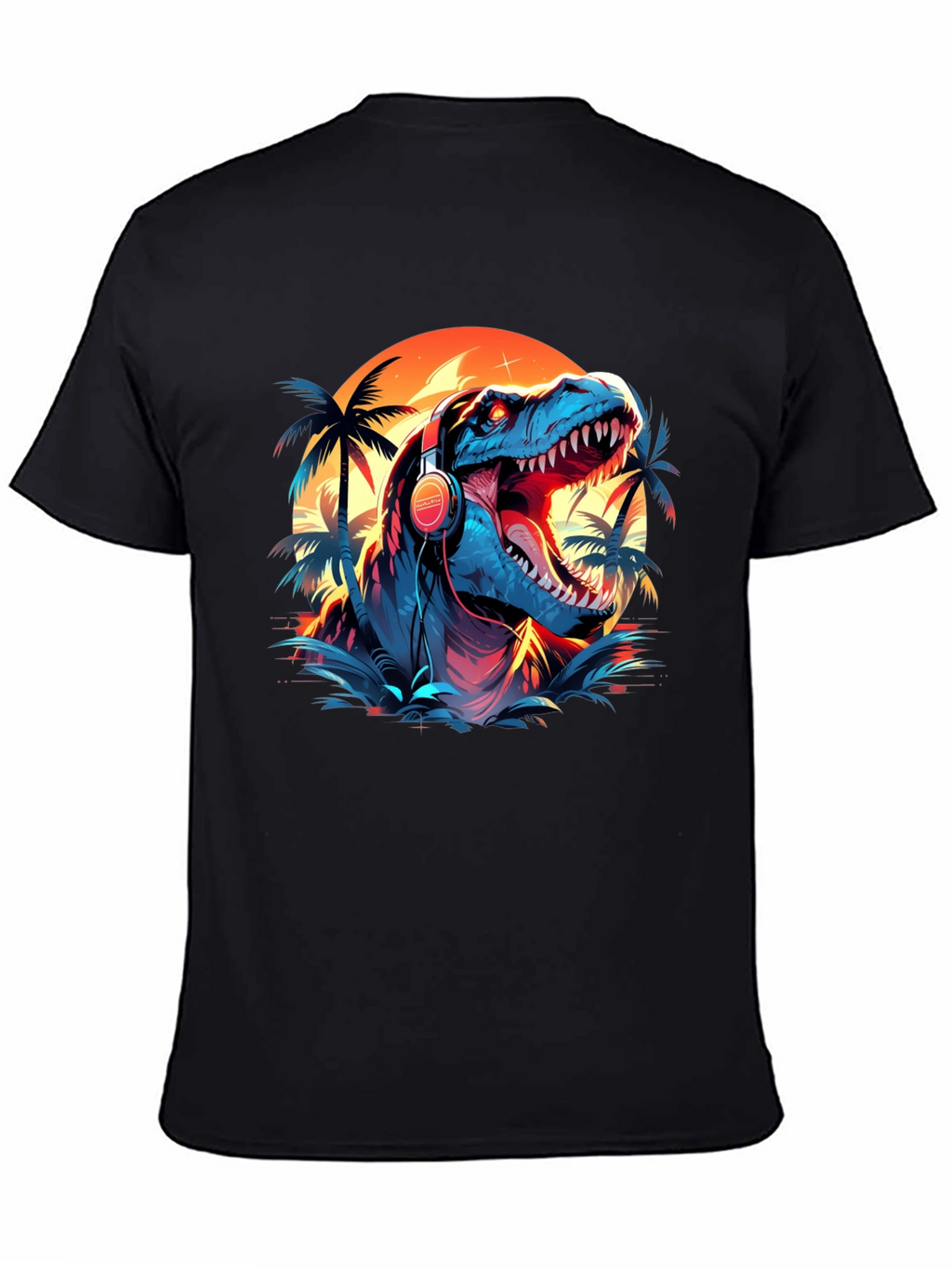 Dino Vibes T-Shirt - Retro Dinosaur with Headphones Design