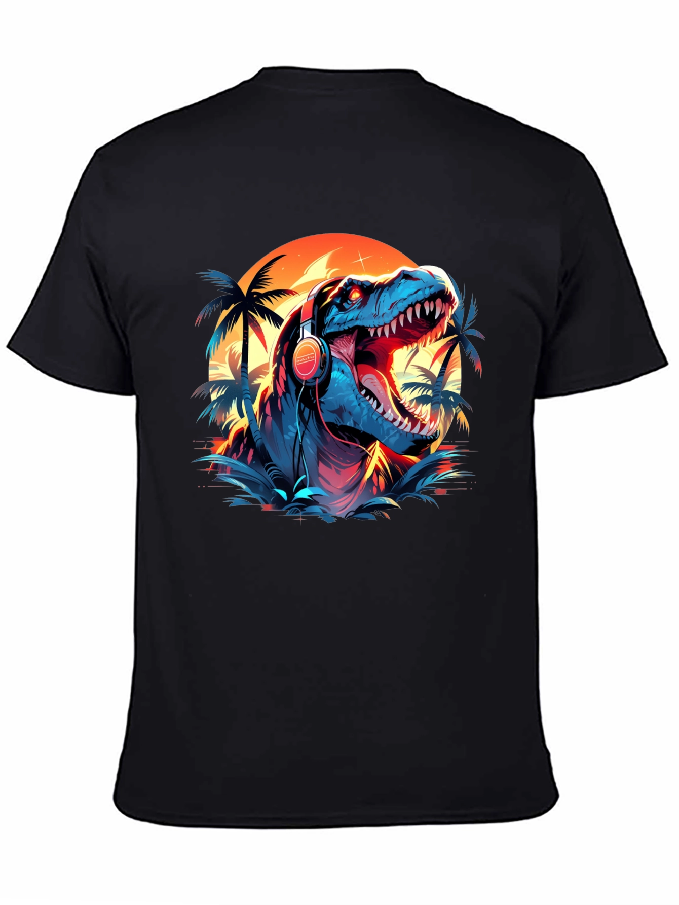 Dino Vibes T-Shirt - Retro Dinosaur with Headphones Design