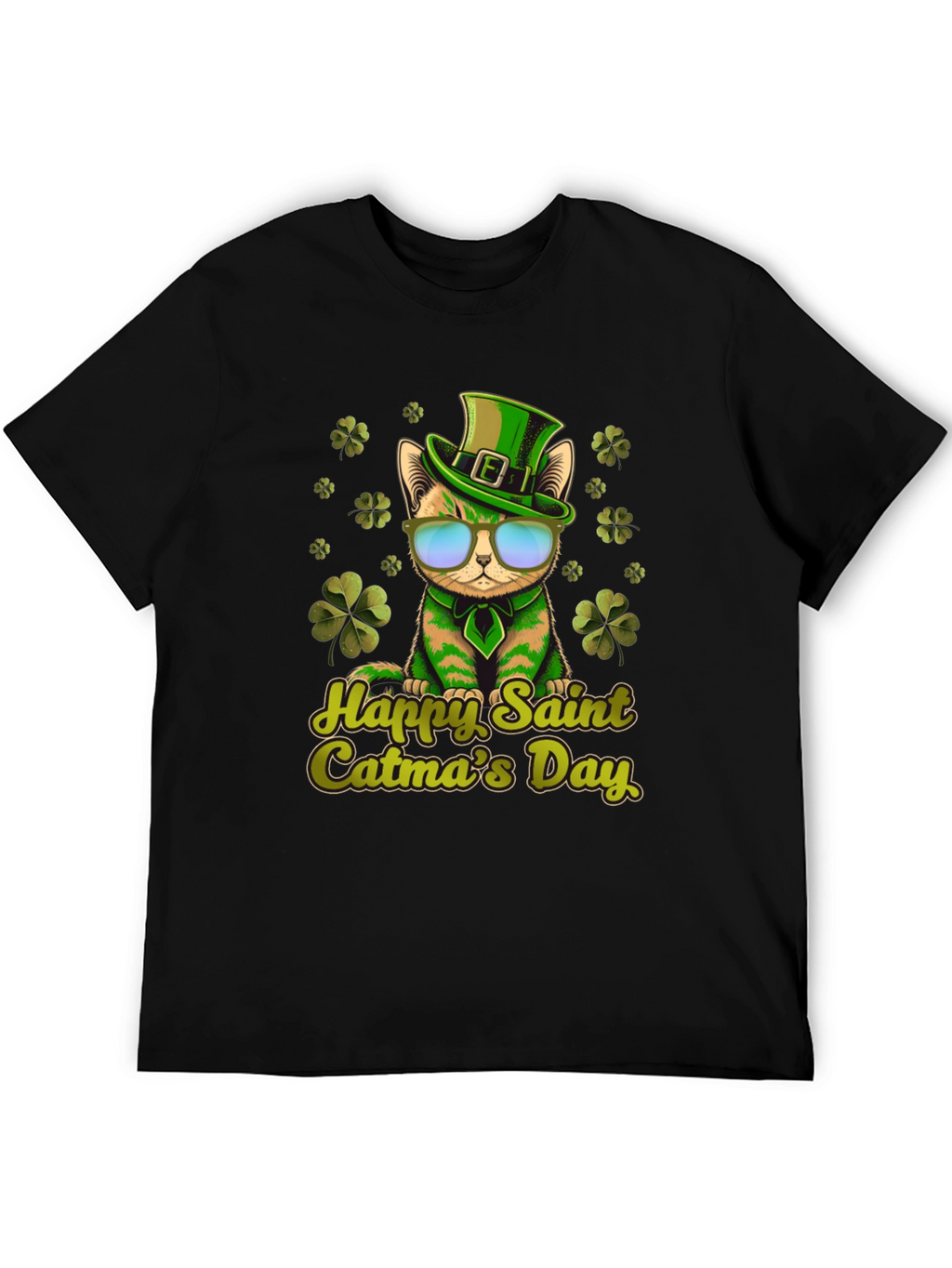 Happy Saint Catmas Day Black T-Shirt