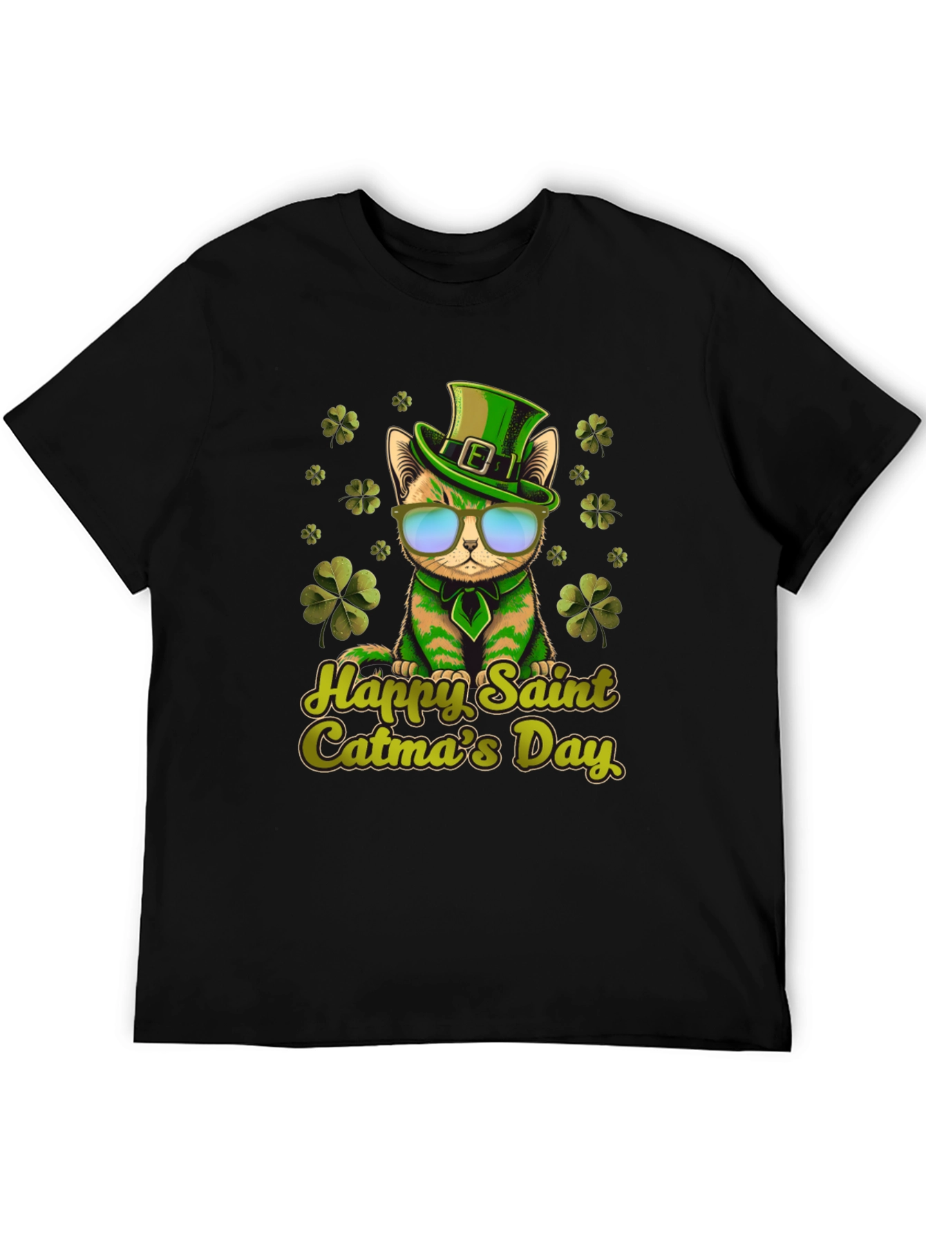 Happy Saint Catmas Day Black T-Shirt