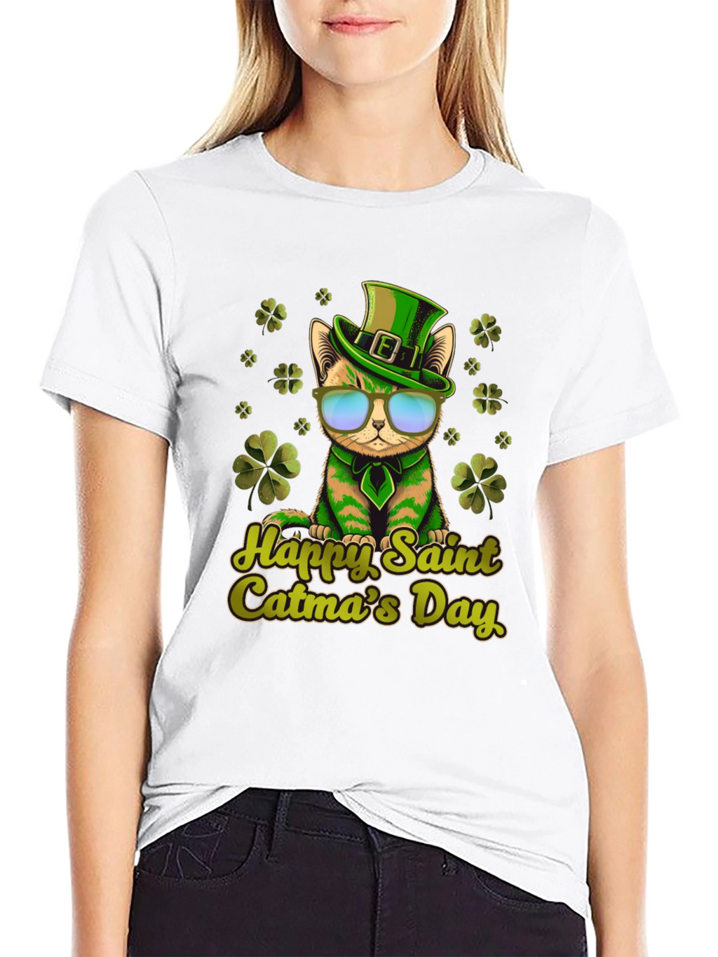 Happy Saint Catmas Day Black T-Shirt