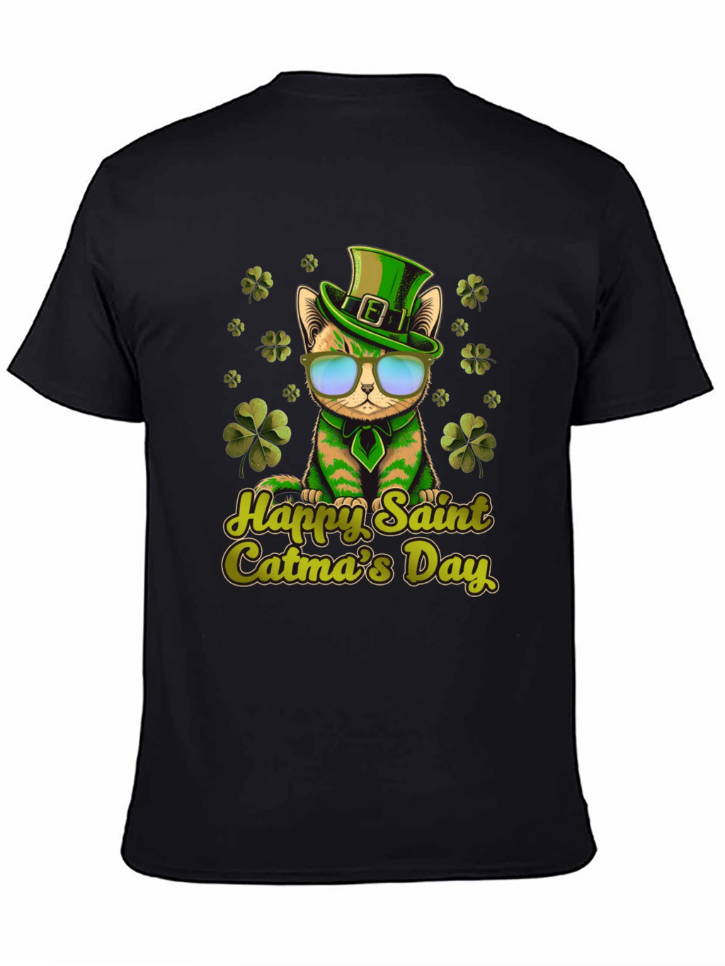 Happy Saint Catmas Day Black T-Shirt