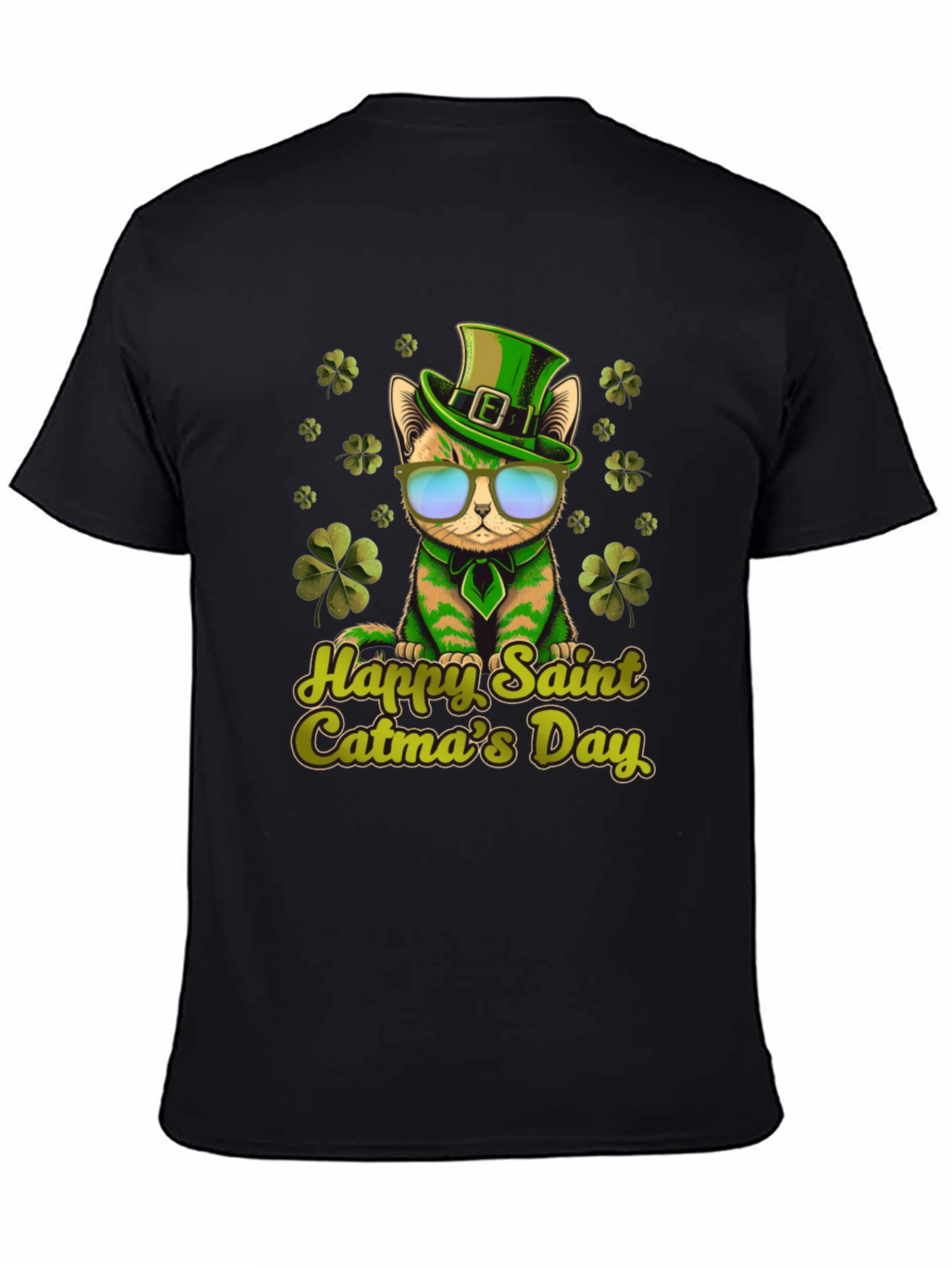 Happy Saint Catmas Day Black T-Shirt