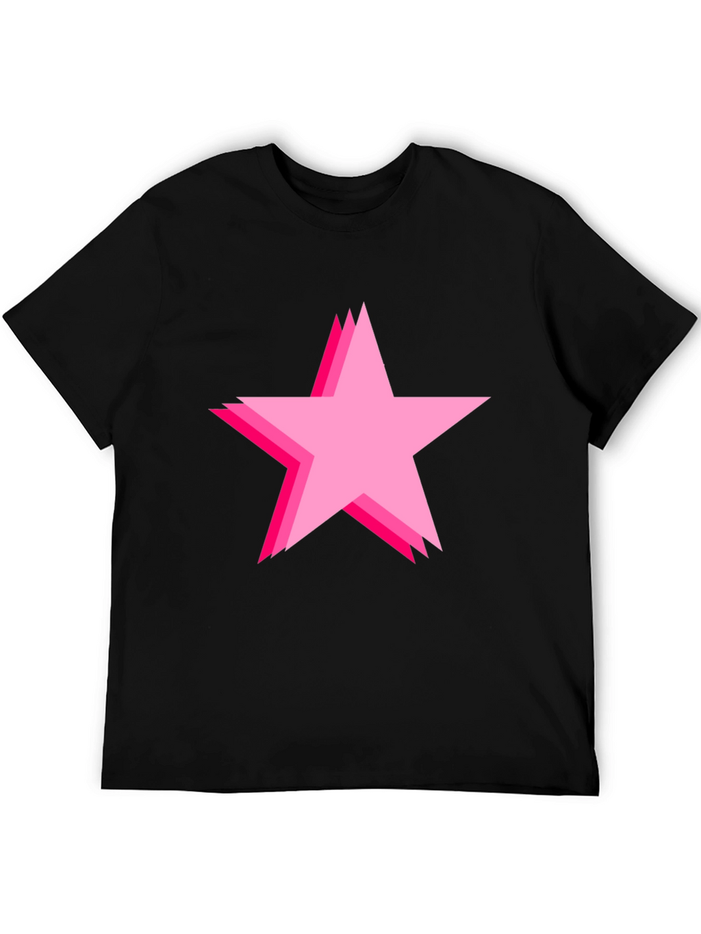 Bold Black Tee with Pink Star Design