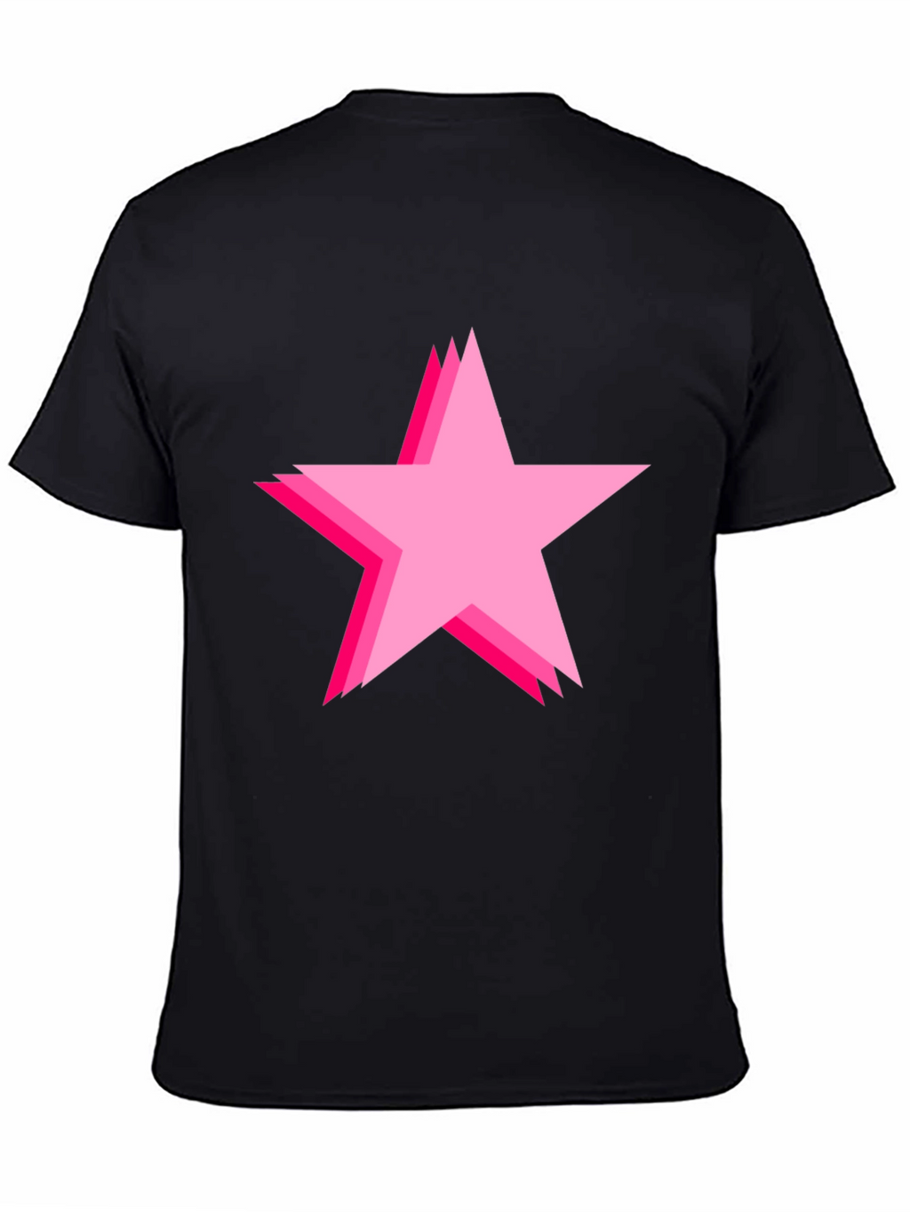 Bold Black Tee with Pink Star Design