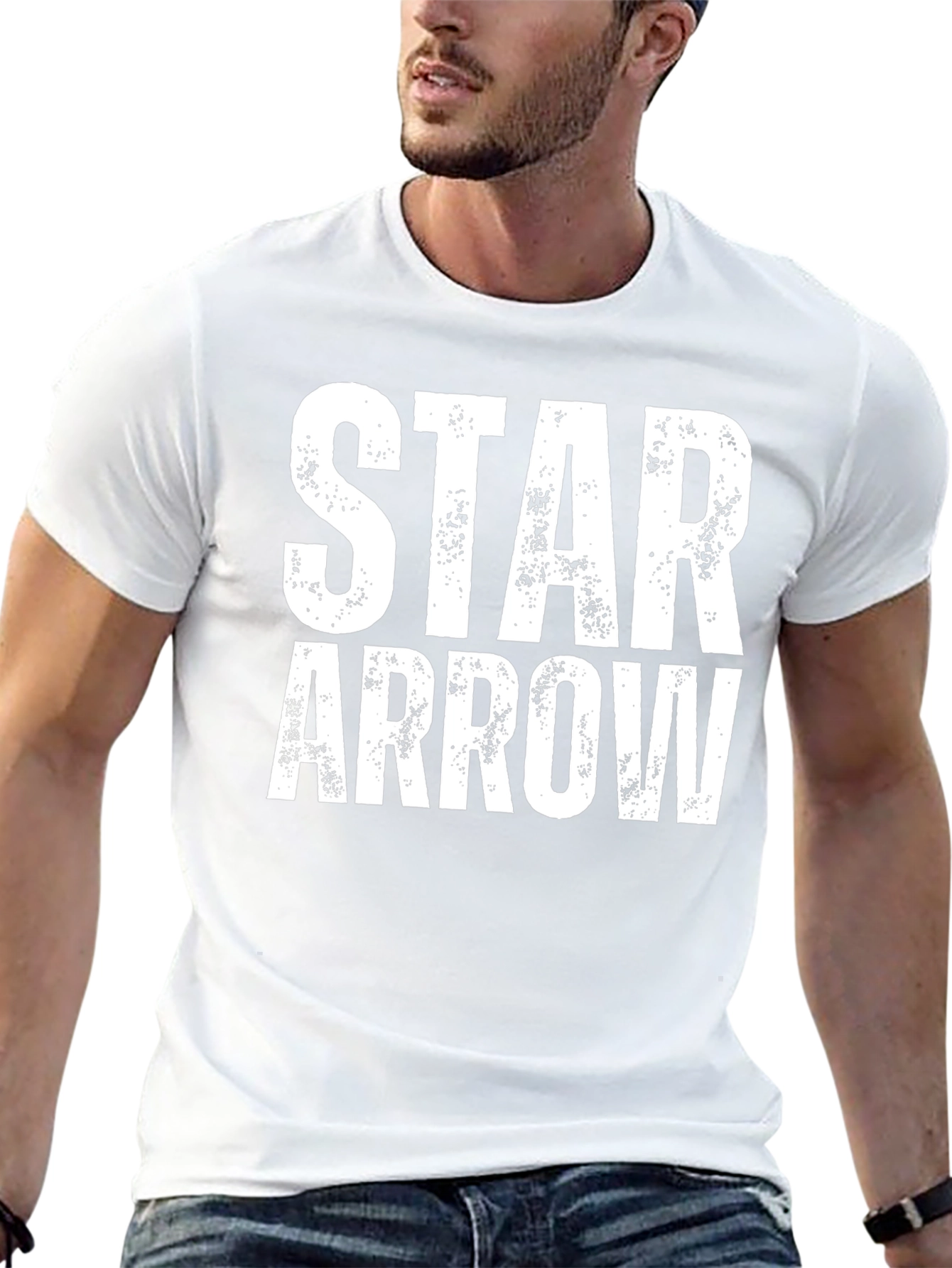 Star Arrow Graphic Tee - Distressed Print Black T-Shirt