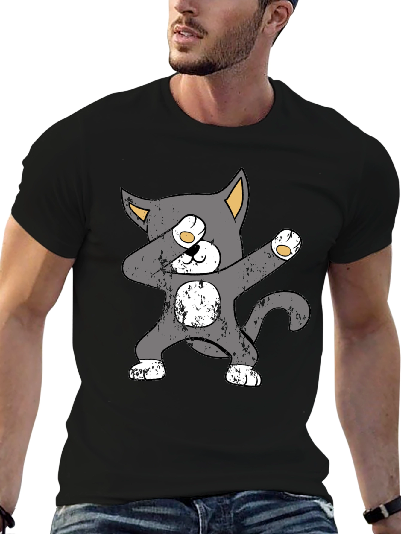 Dabbing Cat Graphic Tee - Trendy Unisex T-Shirt