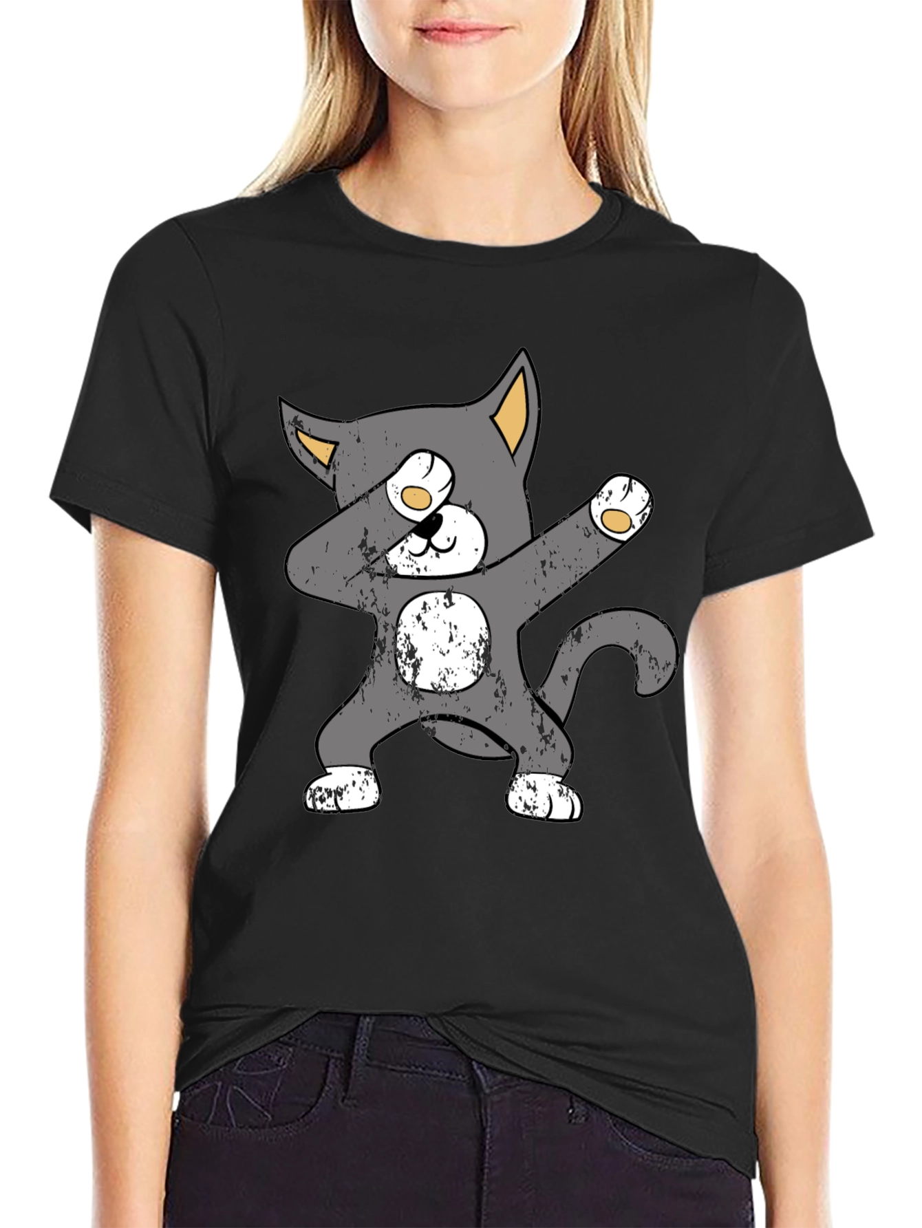 Dabbing Cat Graphic Tee - Trendy Unisex T-Shirt
