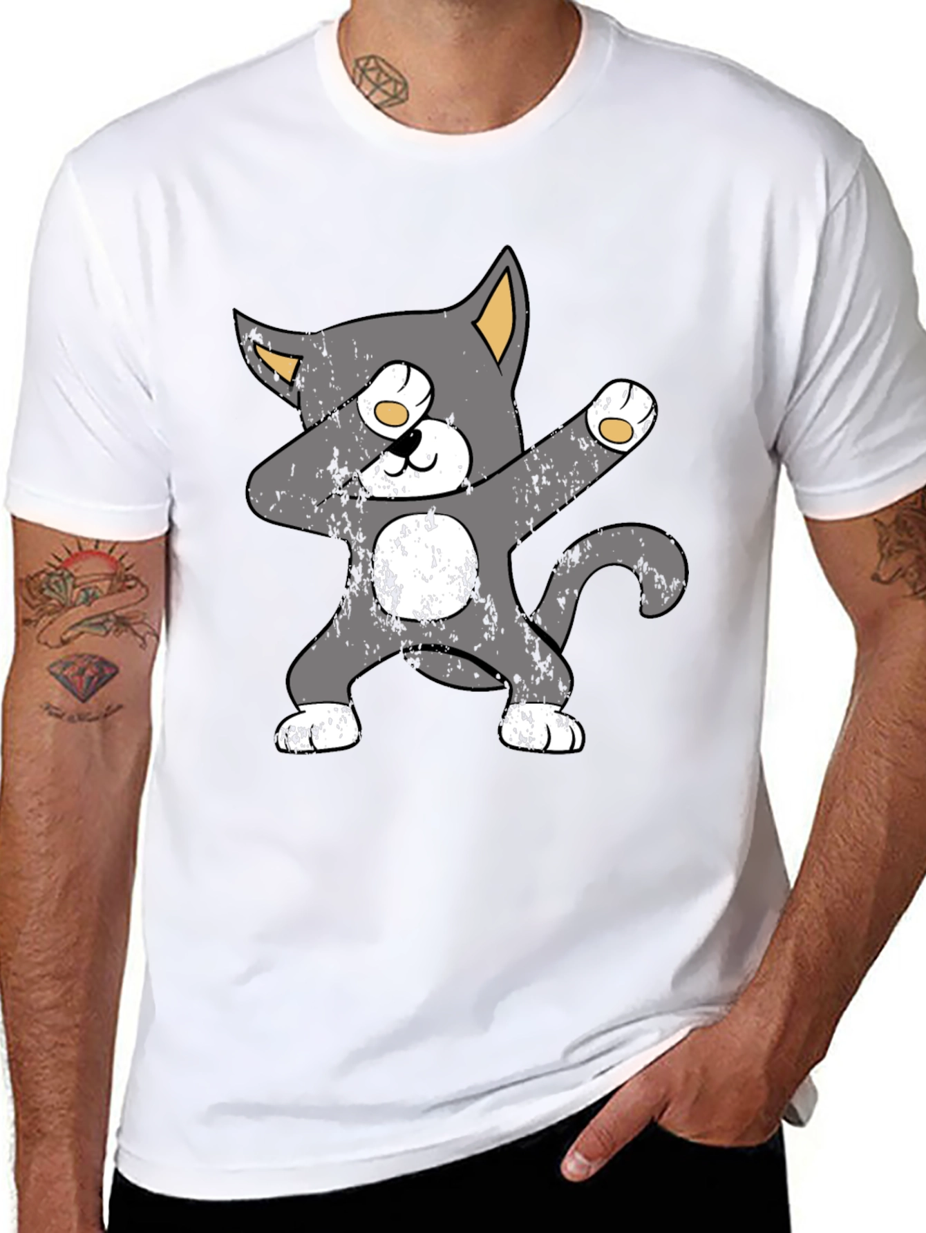 Dabbing Cat Graphic Tee - Trendy Unisex T-Shirt