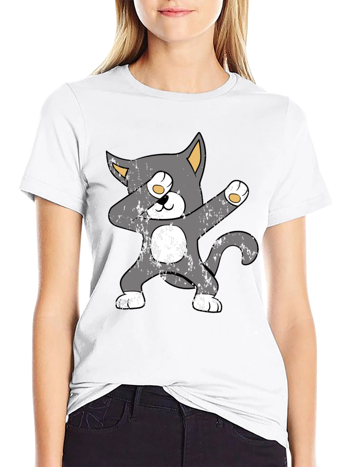 Dabbing Cat Graphic Tee - Trendy Unisex T-Shirt