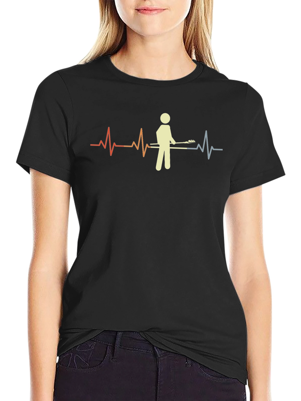 Lacrosse Heartbeat T-Shirt - Black Cotton Tee