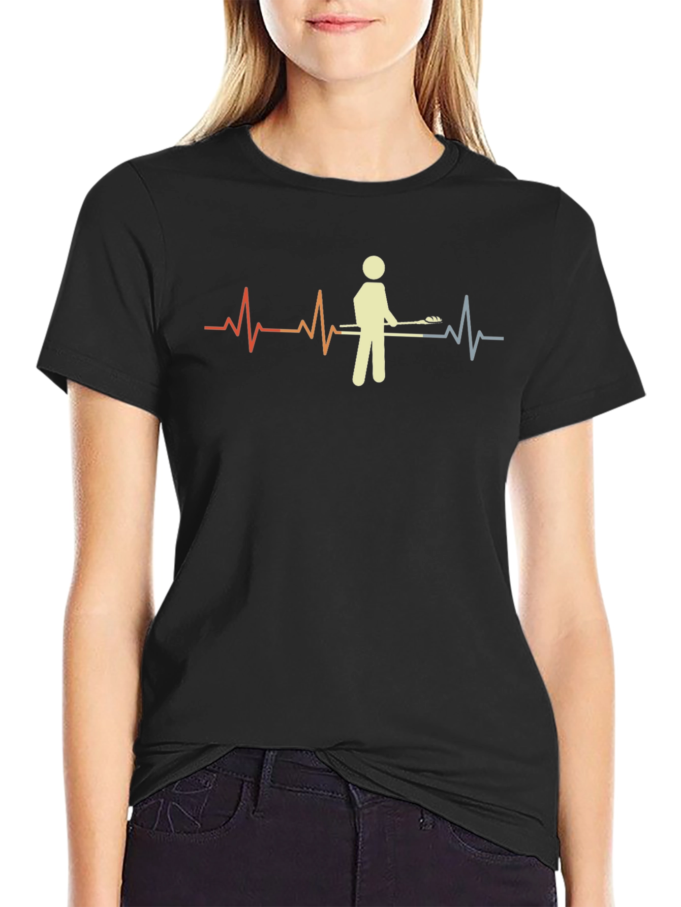 Lacrosse Heartbeat T-Shirt - Black Cotton Tee