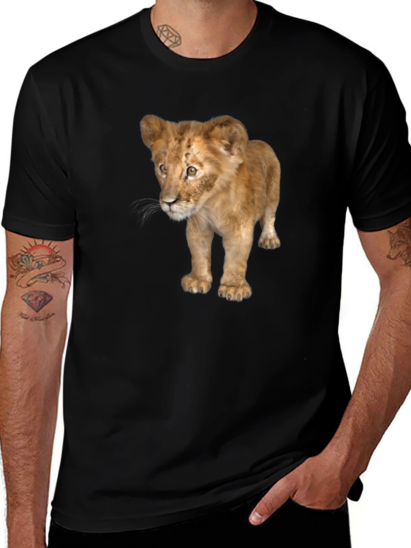 Lion Cub Graphic Tee - Unisex Black T-Shirt
