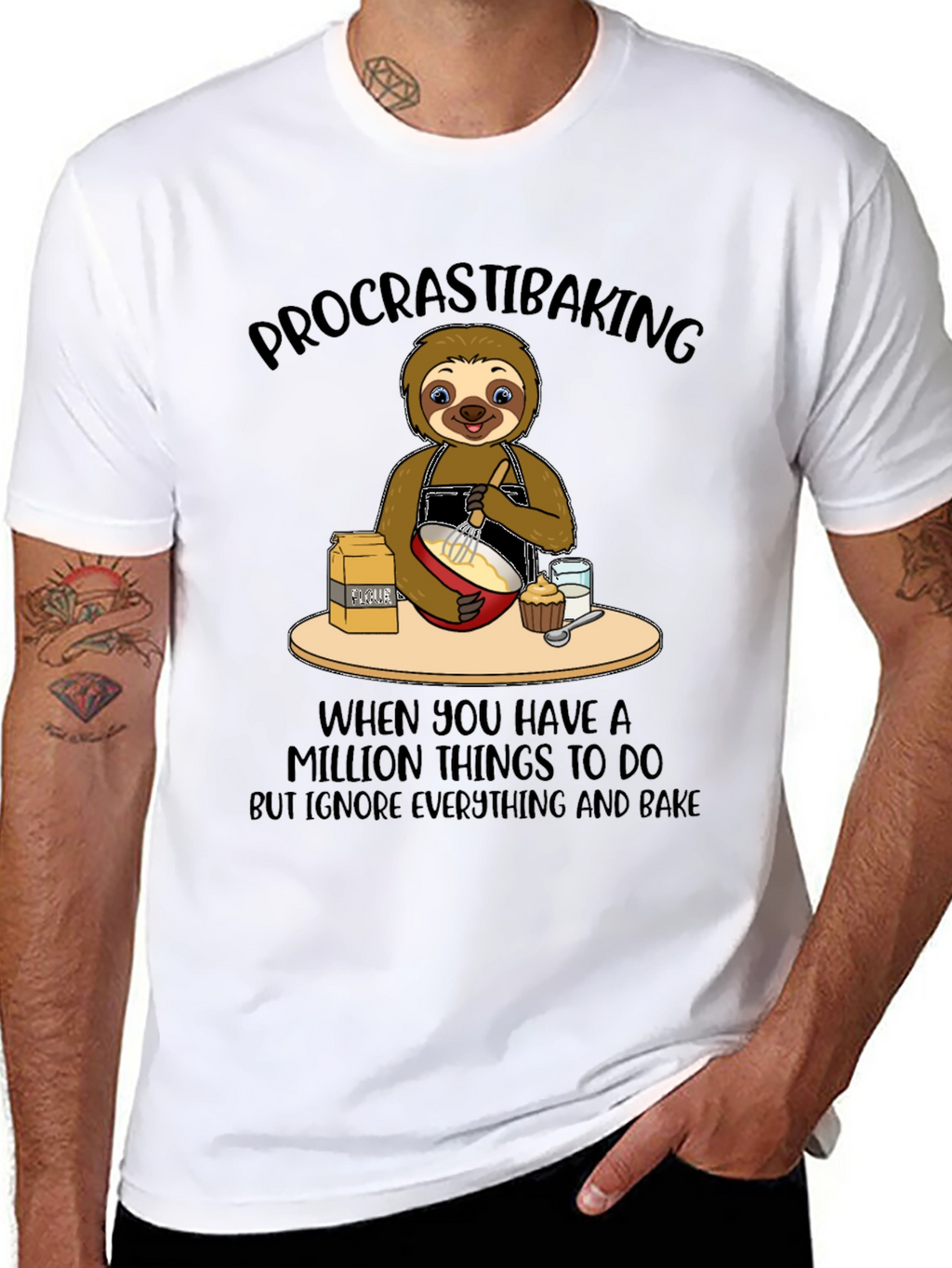 Procrastibaking Sloth Graphic T-Shirt