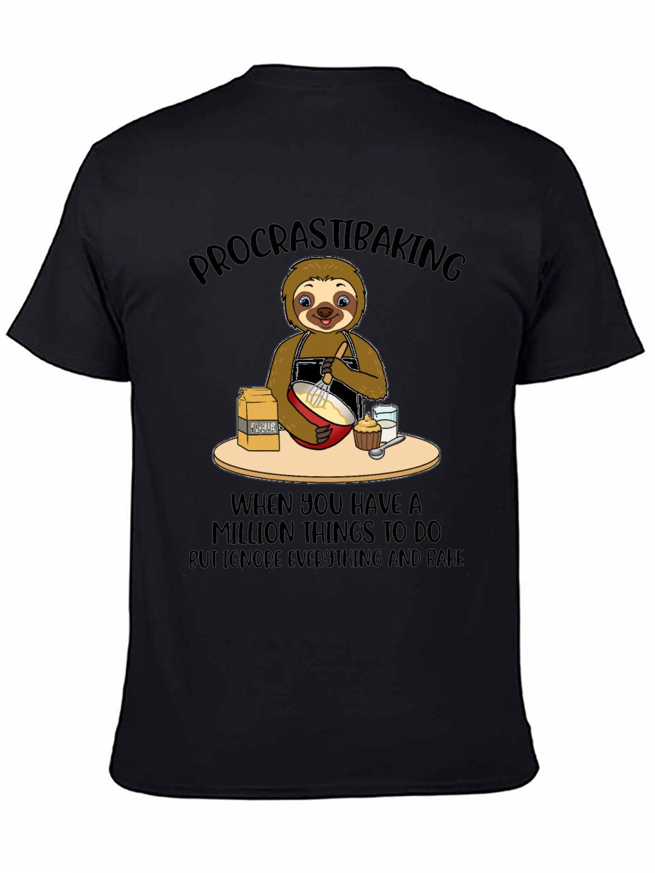 Procrastibaking Sloth Graphic T-Shirt