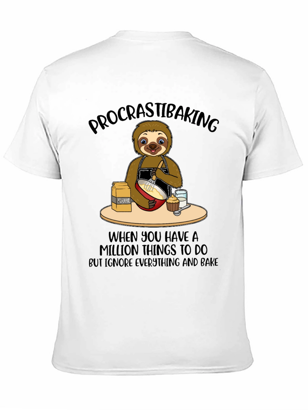 Procrastibaking Sloth Graphic T-Shirt