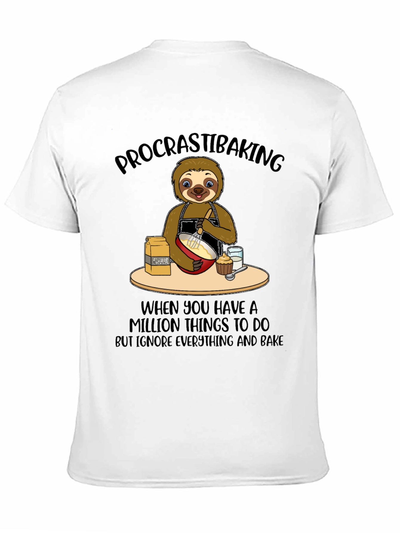 Procrastibaking Sloth Graphic T-Shirt