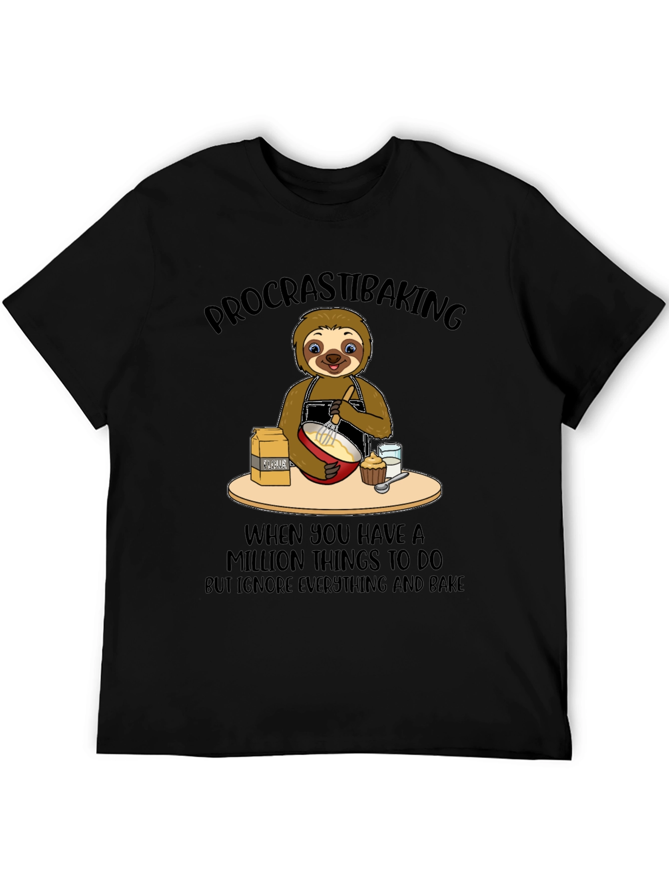 Procrastibaking Sloth Graphic T-Shirt