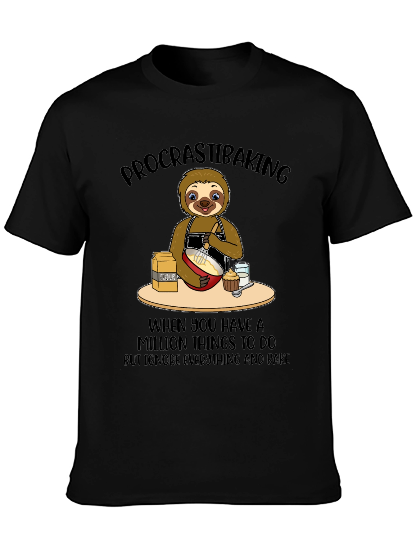 Procrastibaking Sloth Graphic T-Shirt