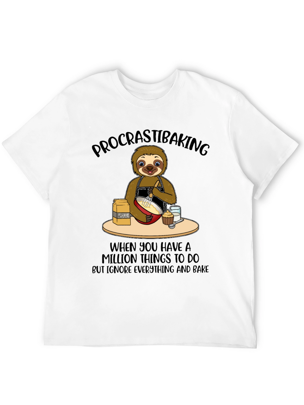 Procrastibaking Sloth Graphic T-Shirt