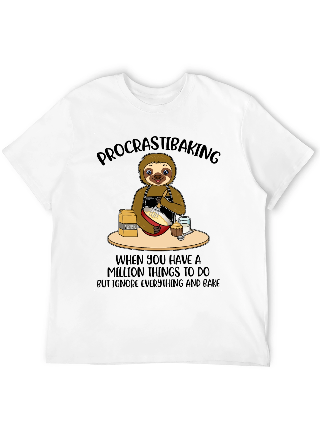 Procrastibaking Sloth Graphic T-Shirt