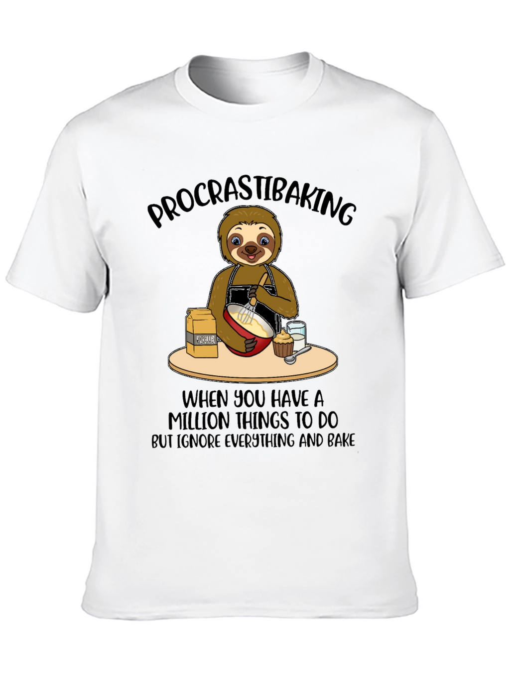 Procrastibaking Sloth Graphic T-Shirt