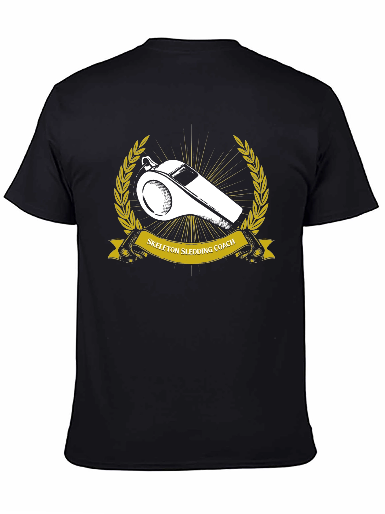 Skeleton Sledding Coach Black T-Shirt