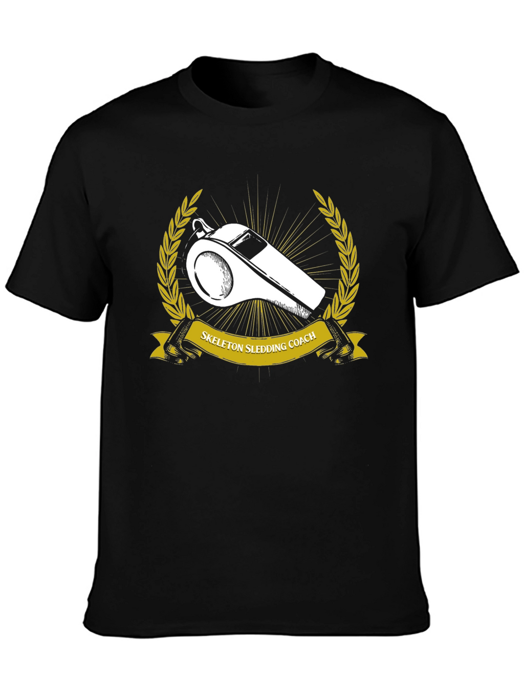 Skeleton Sledding Coach Black T-Shirt