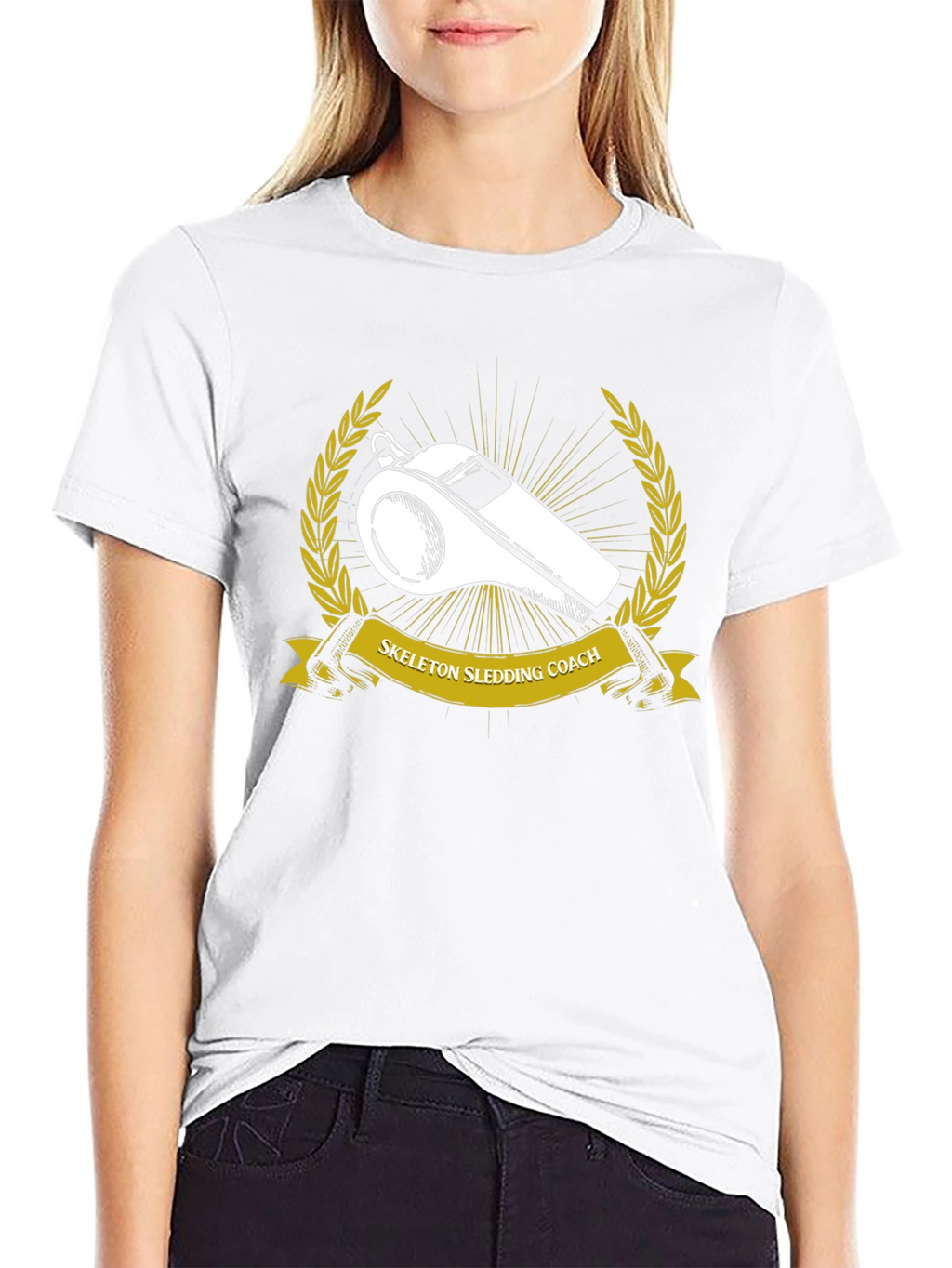 Skeleton Sledding Coach Black T-Shirt