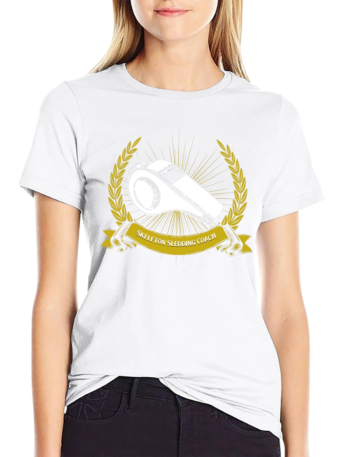 Skeleton Sledding Coach Black T-Shirt