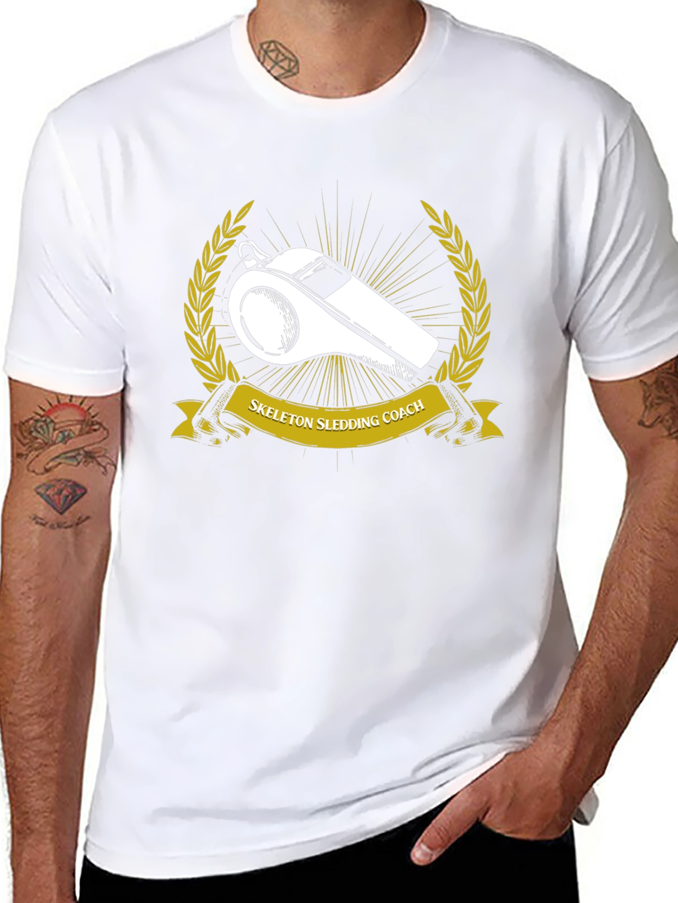 Skeleton Sledding Coach Black T-Shirt