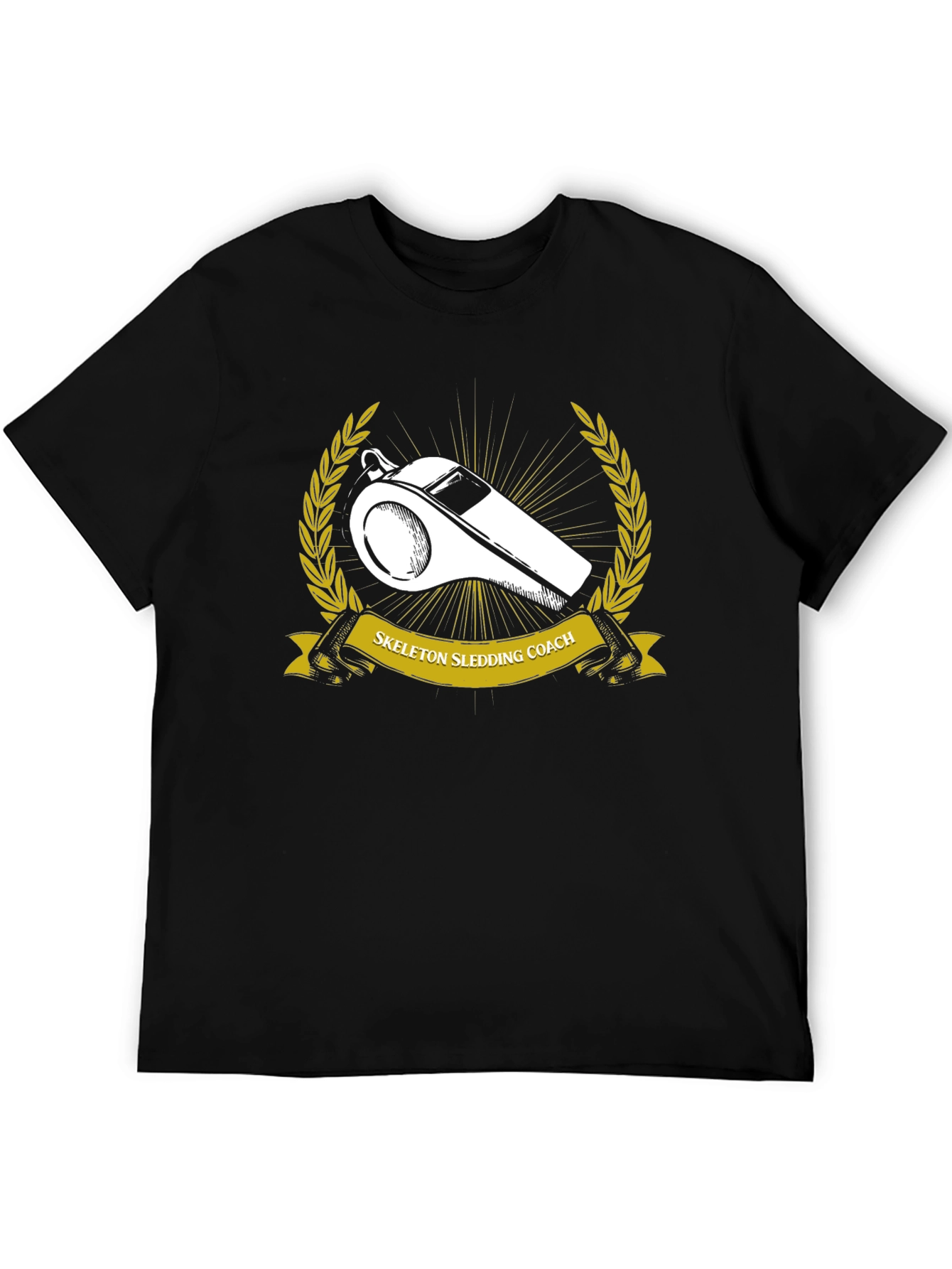 Skeleton Sledding Coach Black T-Shirt