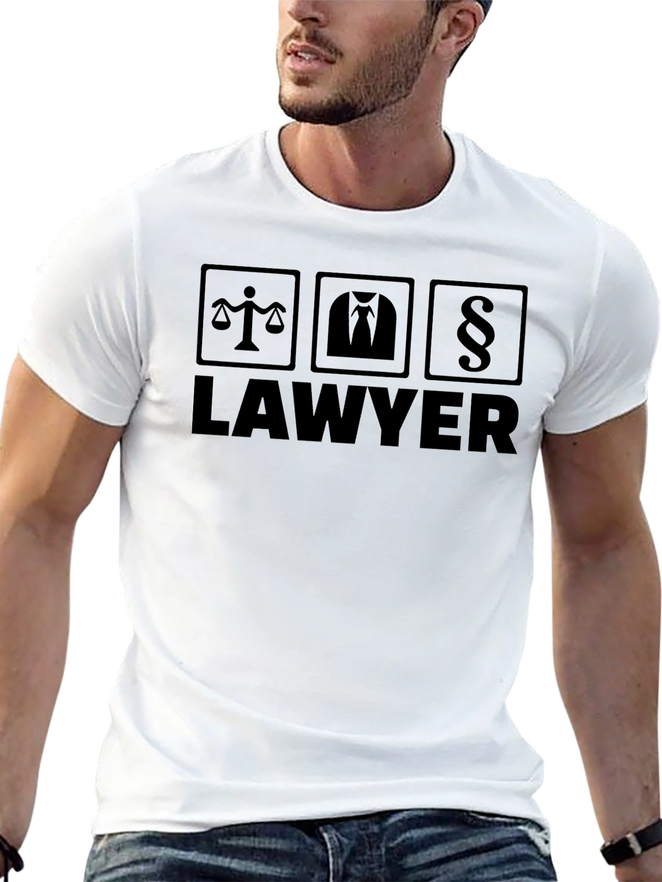 Lawyer Graphic T-Shirt - Scales Suit Paragraph Design
