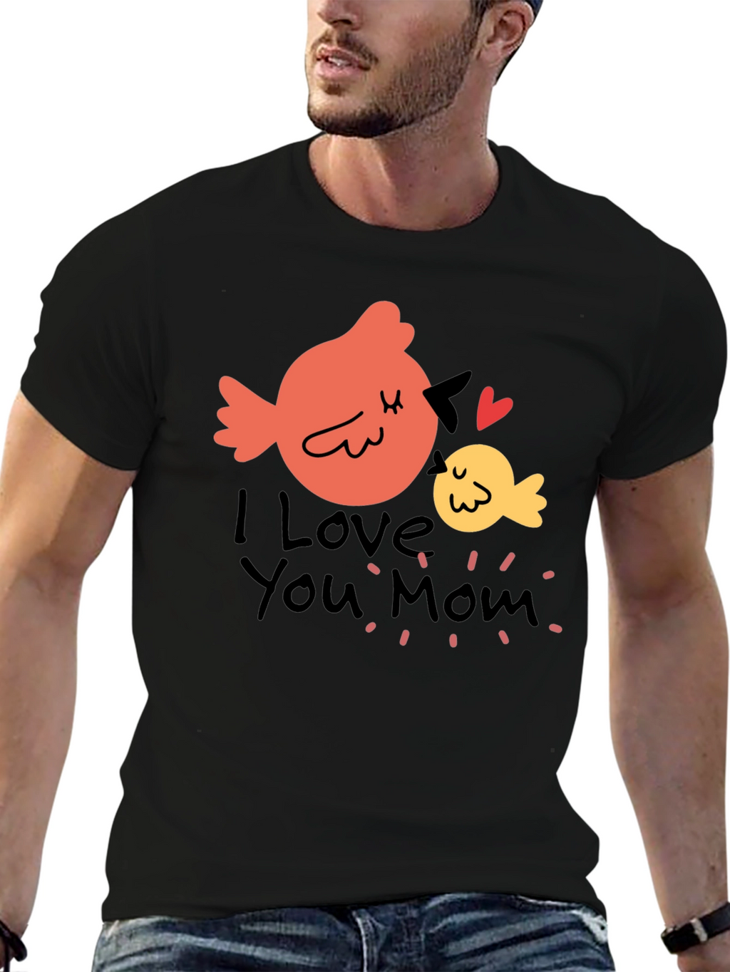 I Love You Mom Bird Graphic T-Shirt