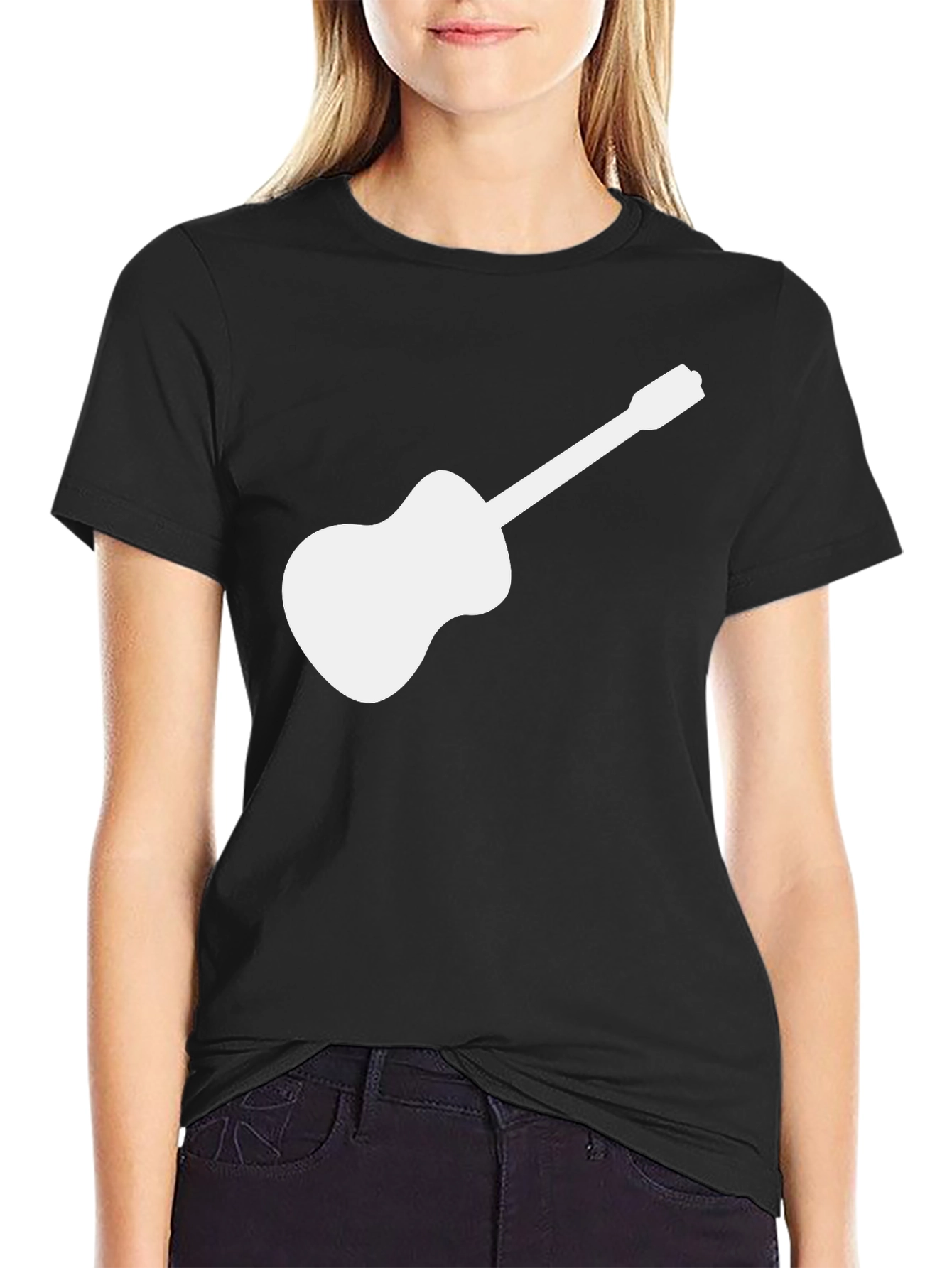 Guitar Graphic Tee - Black Cotton T-Shirt
