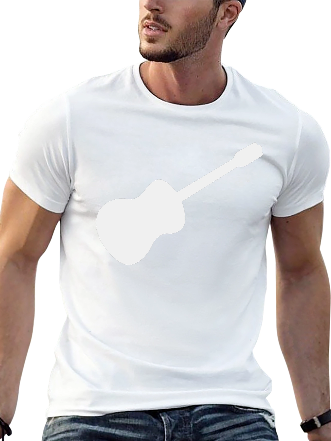 Guitar Graphic Tee - Black Cotton T-Shirt