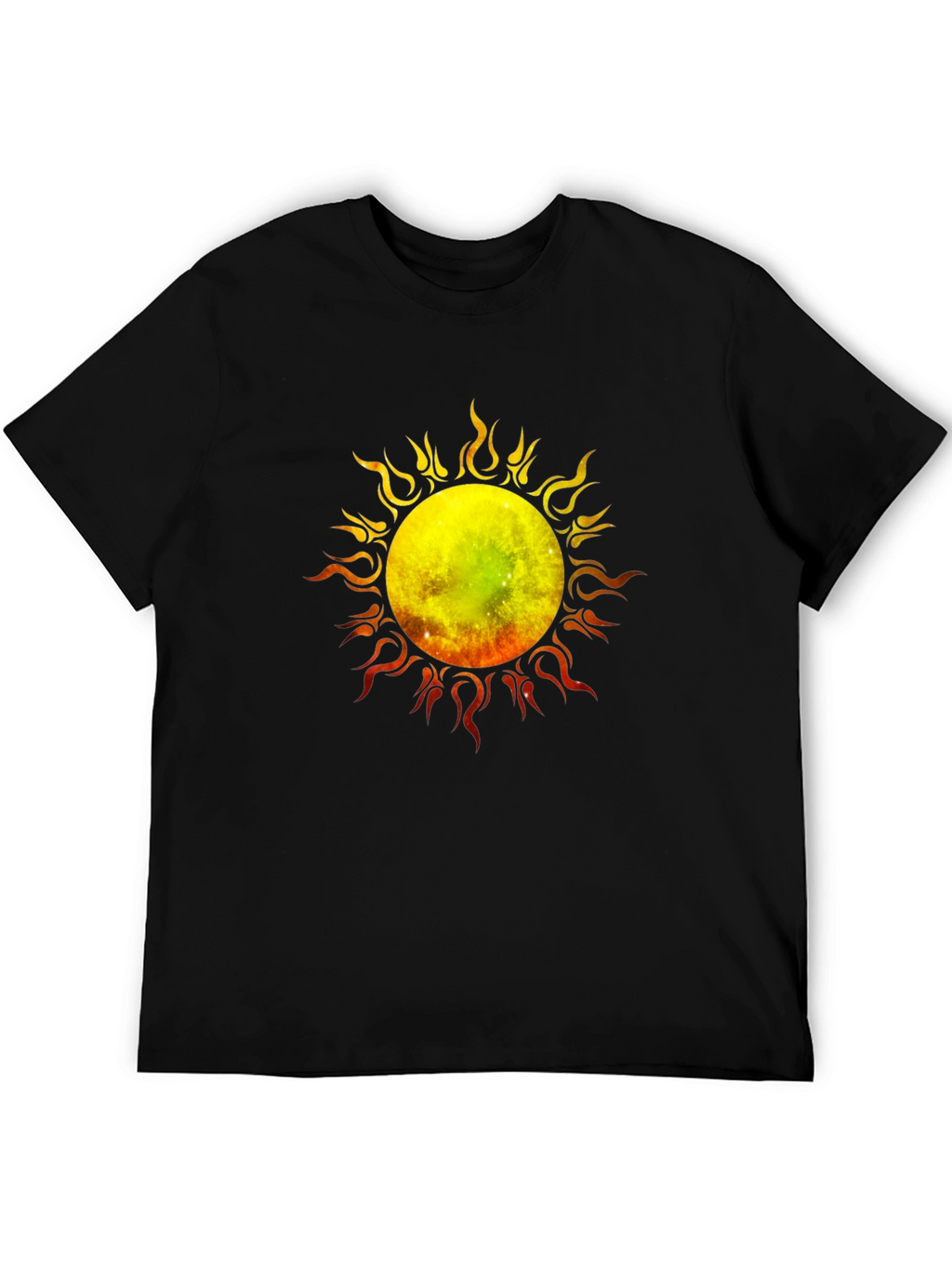 Flaming Sun Graphic Black T-Shirt