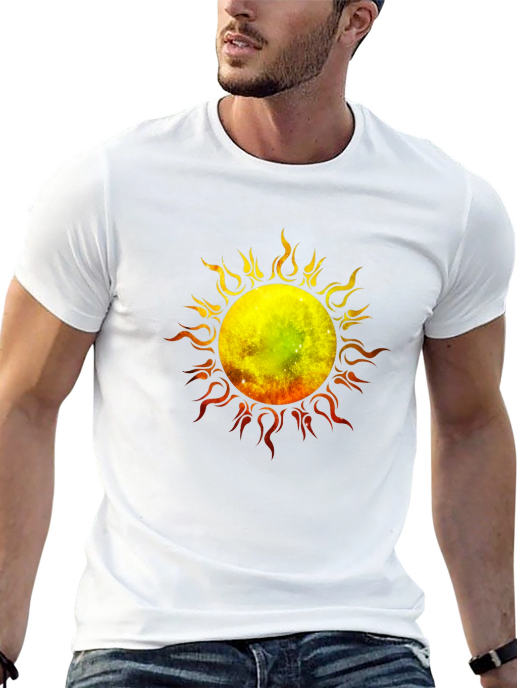 Flaming Sun Graphic Black T-Shirt